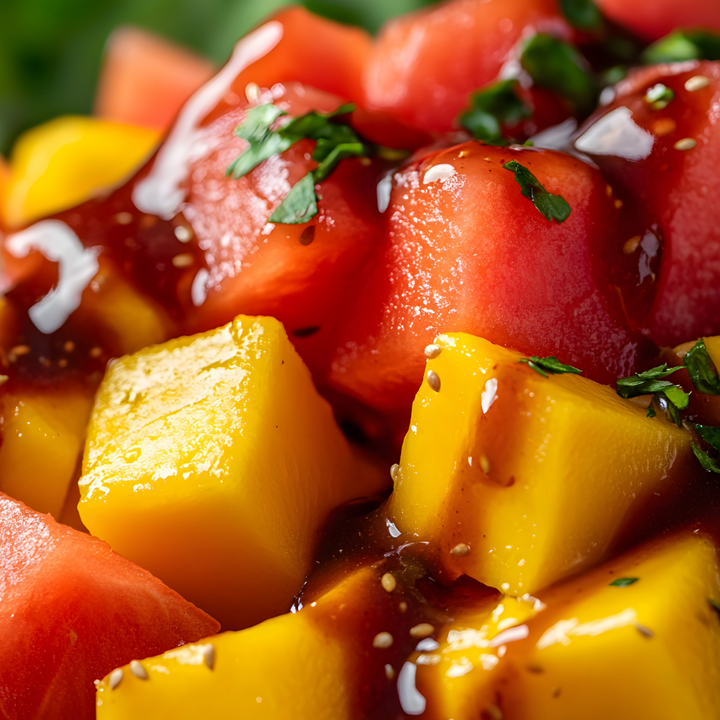 Fruit drizzled with Chamoy